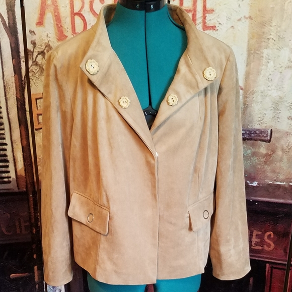 Chico's Black label washable suede tan coat - Picture 8 of 11